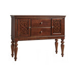 Benzara Wooden Turned Legged Server with 2 Drawers & 2 Carved Doors, Cherry Brown