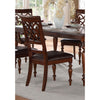 Benzara Wooden Side Chair with Leatherette Seat Cherry Brown, Set of 2