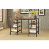 Benzara Industrial Style Counter Height Writing Desk with Wooden Top & Shelves, Brown & Black