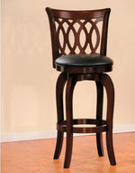 Benzara Wooden Pub Chair with Padded Upholstery in Cherry Brown
