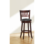 Benzara Wooden Pub Chair with Slatted Back in Dark Cherry Brown