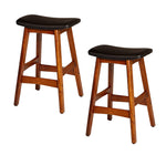 Benzara Wooden Counter Height Stool in Black and Brown, Set of 2