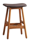 Benzara Wooden Counter Height Stool in Dark Brown, Set of 2