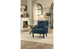 Benzara Fabric Upholstered Accent Chair with Tufted Back, indigo Blue