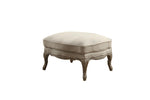 Benzara Wooden Ottoman with Reversible Cushion Seat in Cream