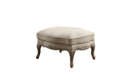 Benzara Wooden Ottoman with Reversible Cushion Seat in Cream