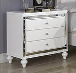 Benzara Faux Alligator Embossed Wooden Night Stand with 3 Drawers in White