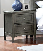 Benzara 2 Drawers Wooden Night Stand with Flared Legs Gray