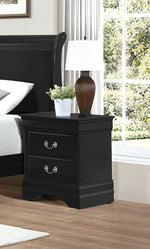 Benzara Traditional Style Wooden Night Stand with 2 Drawers Black