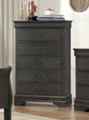 Benzara Traditional 5 Drawers Chest in Wood Dark Gray