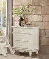 Benzara Traditional Night Stand with 3 Drawers in Wood White