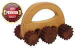 Benzara Wooden Wheel Massage Roller/Stress and Pain Reliever, Brown