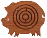 Benzara Pig Shape Labyrinth Ball maze Puzzle Game in Wood, Brown