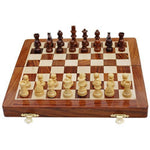 Benzara Handmade Magnetic Rosewood Folding Board Chess Set with Storage for Chessmen