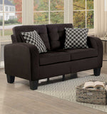 Benzara Contemporary Fabric Love Seat with Tufted Backrest and Seat, Chocolate Brown Finish