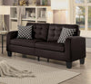 Benzara Contemporary Style Wooden Sofa with Tufted Backrest and Seat, Chocolate Brown Finish