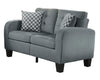 Benzara Contemporary Wood Love Seat with Tufted Upholstery, Sand Gray Finish