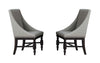 Benzara Wood & Fabric Dining Side Arm Chair with Nail Head Trim, Neutral Grey (Set of 2)