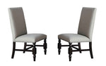 Benzara Wood & Fabric Dining Side Chair with Nail Head Trim, Neutral Grey (Set of 2)