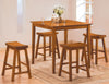 Benzara Wooden 5 Piece Counter Height Dining Set of Table & Stool, Oak Brown