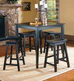 Benzara Wooden 5 Piece Counter Height Dining Set of Table & Stool, Black