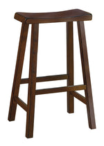 Benzara Wooden 29`` Counter Height Stool with Saddle Seat, Cherry Brown, Set of 2
