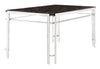 Benzara Dining Table with Faux Marble Top & Chrome Legs, Black and Silver