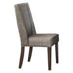 Benzara Wood & Fabric Dining Side Chair with Shallow Wing Back, Gray & Dark Brown, Set of 2
