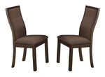 Benzara Wood & Fabric Dining Side Chair with Curved Back Rest, Set of 2