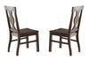Benzara Wooden Dining Side Chairs with Fiddle Back, Brown, Set of 2