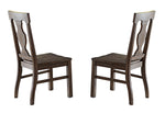 Benzara Wooden Dining Side Chairs with Fiddle Back, Brown, Set of 2