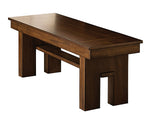 Benzara Wooden Dining Side Bench with Unique cut away Trestle Base, Walnut Brown