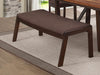 Benzara Wood & Fabric Side Bench with Splayed Back Legs, Walnut & Chocolate Brown