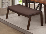 Benzara Wood & Fabric Side Bench with Splayed Back Legs, Walnut & Chocolate Brown