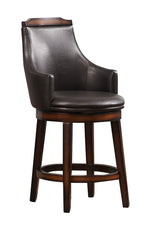 Benzara Wood & Leather Counter Height Chair with Swivel Mechanism, Brown & Black, Set of 2