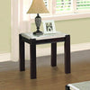 Benzara Wooden End Table with Marble Top, Dark Cherry Brown and White