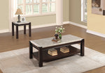 Benzara Wooden Coffee Table with Marble Top , Dark Cherry Brown