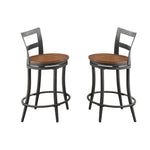 Benzara Wood & Metal Counter Height Swivel Chair, Gray & Brown, Set of 2