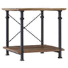 Benzara Wood and Iron End Table with X Style Framing , Brown and Black