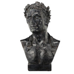 Benzara Resin Atticus Bust with Deep Detailing and Black Finish