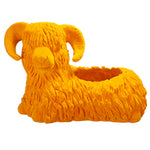 Benzara Resin Sheep Accent Dish with Feather Down Design, Yellow