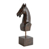 Benzara Horse Bust Accent on A Cubical Stand, Ebony Black