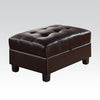 Benzara Leatherette Upholstered Tufted Ottoman with Storage, Black