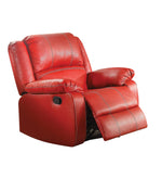Benzara Leather Rocker Recliner Chair, Red