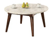 Benzara Wood Base Coffee Table with Marble Top, Walnut Brown