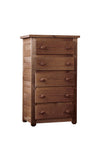 Benzara Wooden Rustic Style 5 Drawer Chest in Mahogany Finish, Brown
