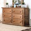 Benzara Wooden Rustic Style 6 Drawers Dresser in Mahogany Finish, Brown