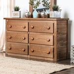 Benzara Wooden Rustic Style 6 Drawers Dresser in Mahogany Finish, Brown