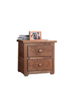 Benzara Wooden 2 Drawers Night Stand in Mahogany Finish, Brown