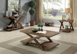 Benzara Transitional Style Wooden 3 Piece Table Set with X Shaped Table Base, Brown